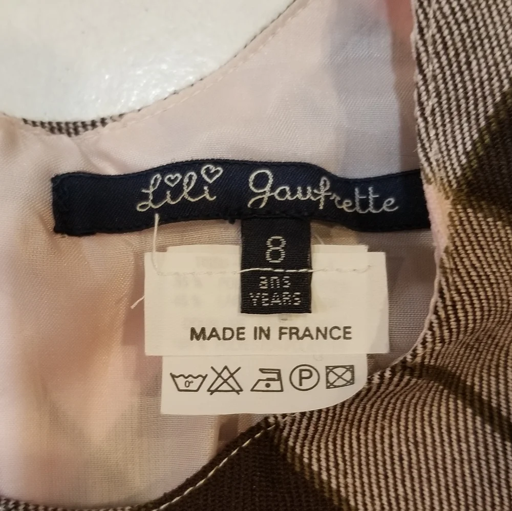 LILI GAUFRETTE France Pink & Brown Plaid Sleeveless A-Line Dress 8 - Picture 11 of 15